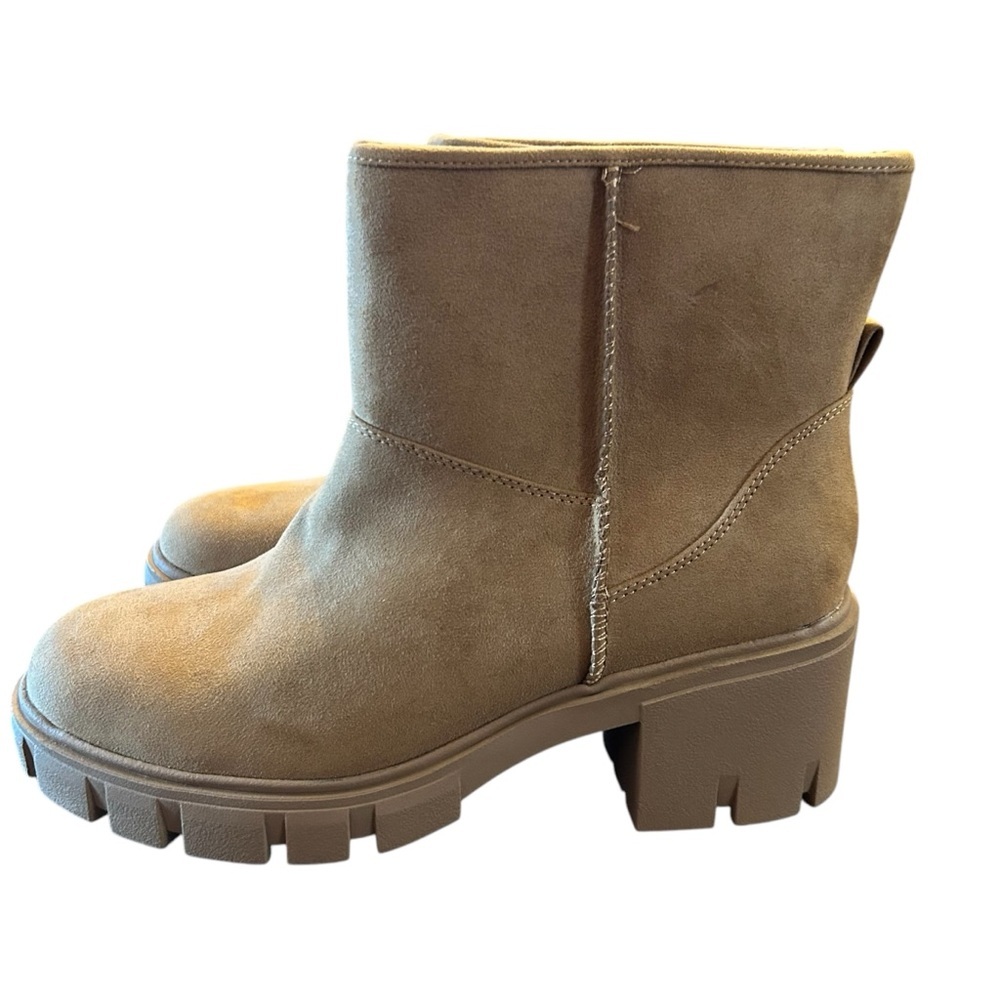 Sun + Stone Womens Riyaa Chunky Faux Fur Lined Ankle Boots Size 9.5